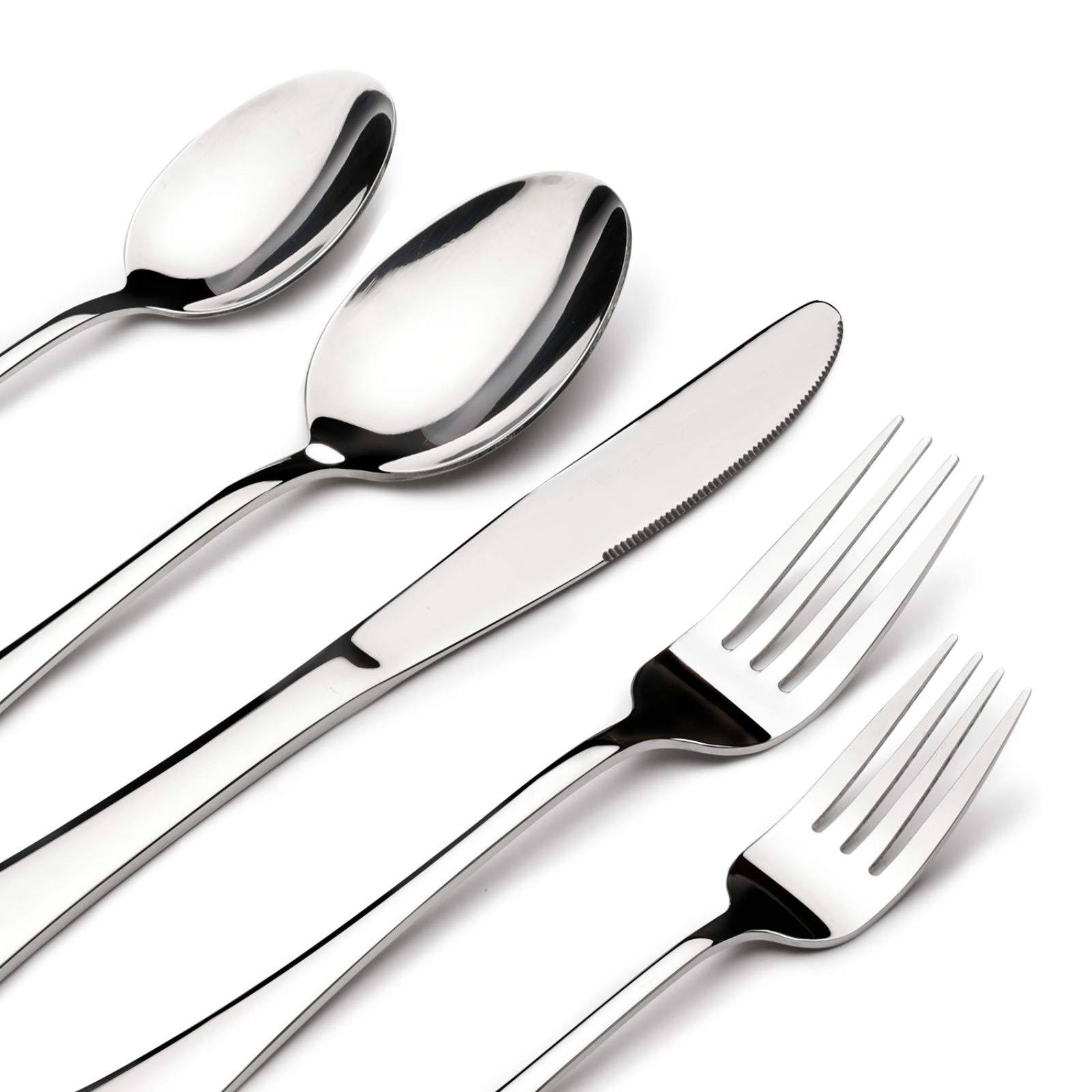 a7a7e81a3793497b7b1404500cb2854e4f39e6ee9680673b9401313399a042c4.jpg Acnusik Stainless Steel Flatware Service for 8, Utensils Cutlery Including Knife 40 Piece Silverware Set, Silver - Image 1