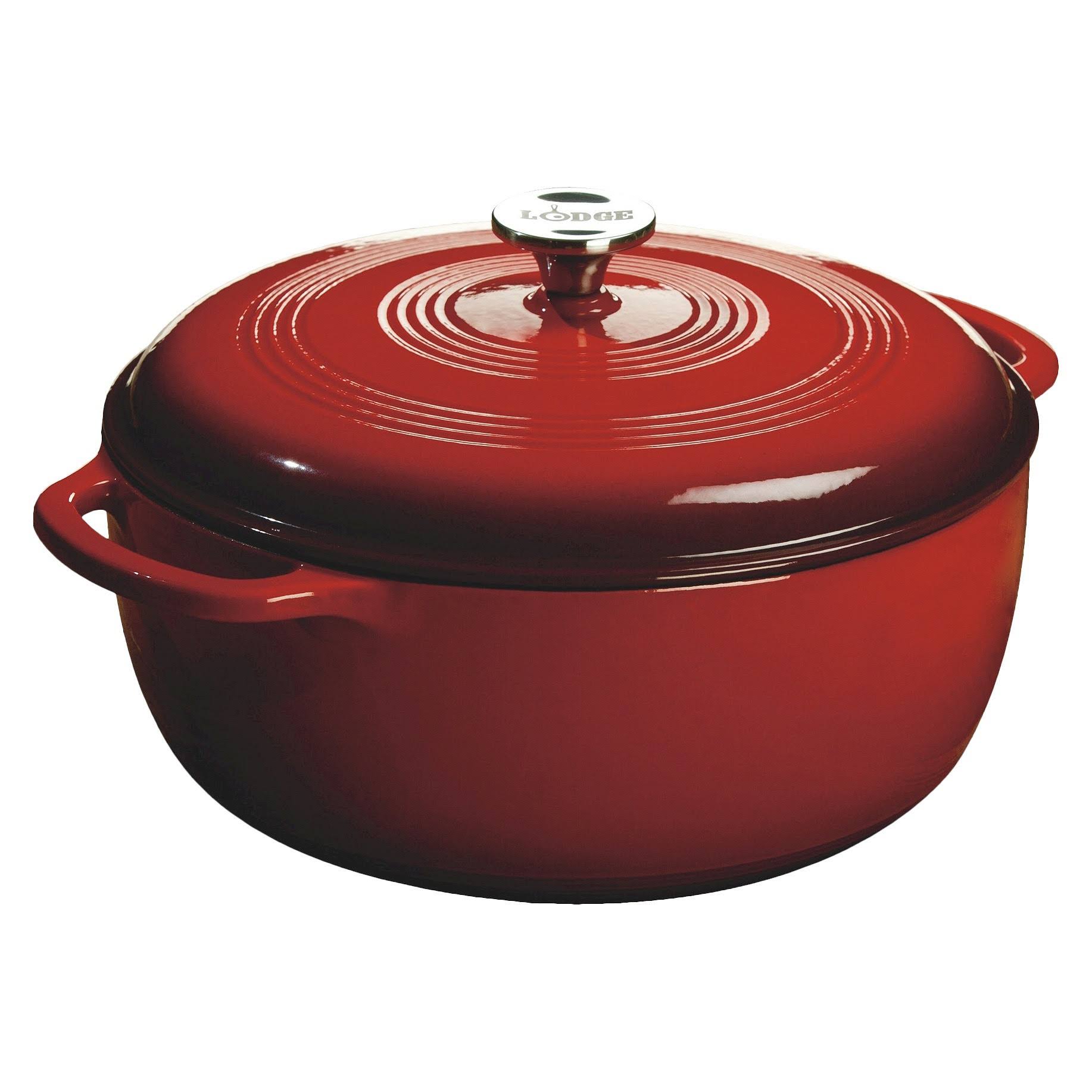 a7d46ad5e975d03457ec646501ccad54d768785f04600274e688ad2358cacc3e.jpg Lodge 7.5qt Cast Iron Enamel Dutch Oven Red - Image 1