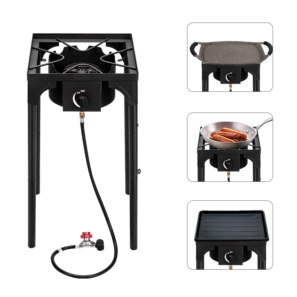 a7f73a6457bbcdb13a72037ee2145c4a74a24035f8956a5d6f23510b42ede89d.jpg Portable 75.000 BTU Outdoor Single Burner Propane Burner Cooking BBQ Grill - Image 1