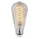 Feit Electric 60-Watt Equivalent ST19 Dimmable Spiral Filament Clear Glass E26 Vintage Edison LED Light Bulb, Soft White