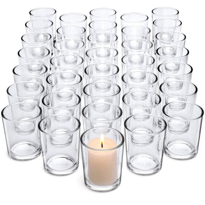 a8052934fa53da738e9d8a7cbe56907128cf7e6fb77e03208a5ced1edcbcaf6f.jpg Letine Clear Glass Tealight Candle Holder - Glass Votive Candle Holders Bulk Set of 36 - Clear Candle Holder for Wedding Propose - Image 1