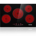 VEVOR Built in Electric Stove Top 30.3 x 20.5 inch 5 Burners 240V Ceramic Glass Radiant Cooktop with Sensor Touch Control Timer & Child Lock