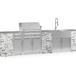 Outdoor Kitchen Signature Series 11 Piece Cabinet Set with 33 in. Liquid Propane Gas Platinum Grill NewAge Products