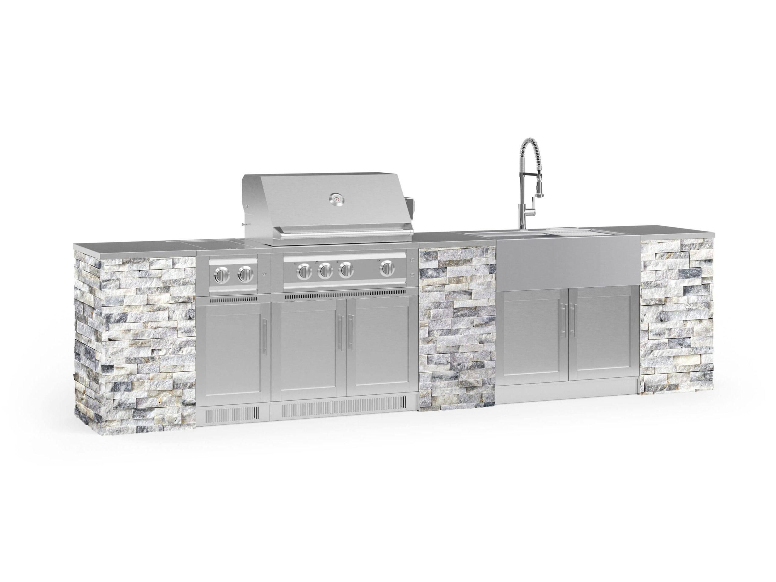 a818c948af72269ac21e92ec5c0a36e3ddb3e4d323bcf78ce7993a273d4cf1e8.jpg Outdoor Kitchen Signature Series 11 Piece Cabinet Set with 33 in. Liquid Propane Gas Platinum Grill NewAge Products - Image 1
