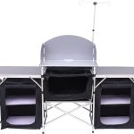 C Camping Kitchen Table. Folding Table. Upgrade Light Stand and Windshield Cooking Station & 3 Organizers. Carry Bag for Outdoor. Beach. BBQ. Picnic. Cooking. Indoor. Office