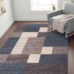 Modern Boxes Design Non-Slip (Non-Skid) Area Rug - 3'3" x 5' - Blue