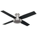 Hunter Dempsey Low Profile Brushed Nickel Ceiling Fan with Handheld Remote, Brushed Nickel