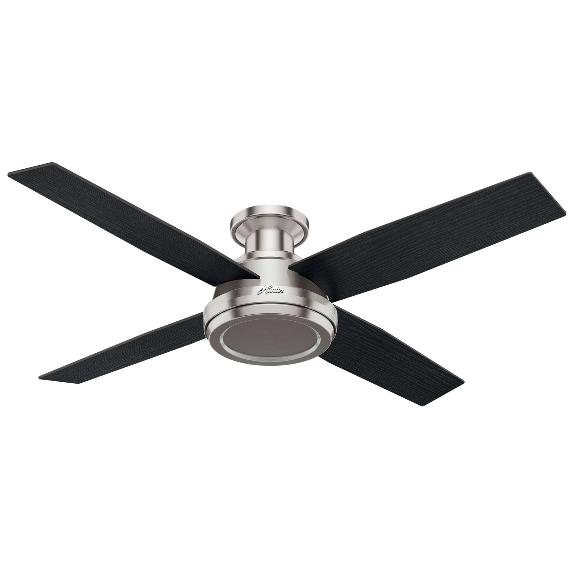 a85f21cfb5bcd2ae06b9df08280bdb7878aafd1cd114e3482acb2866dbf8fbd2.jpg Hunter Dempsey Low Profile Brushed Nickel Ceiling Fan with Handheld Remote, Brushed Nickel - Image 1