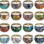 fclayvts Set of 16 Small Scented Candles Soy Wax Aromatherapy Candles 2.5 oz Portable Tin Candles with Lid, Relaxation Gifts Basket for Mother, Women,