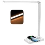AFROG Multifunctional LED Desk Lamp with Wireless Charger, USB Charging Port, 5 Lighting Modes,5 Brightness Levels, Sensitive Control, 30/62 Min Auto