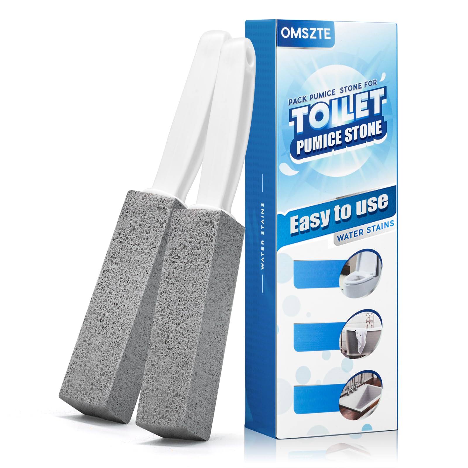 a871f40fe1727cc418f18edc22785c9980126f20a725336d898a7b7ddc0f2319.jpg Omszte 2Pack Pumice Stone Toilet Bowl Cleaner with Handle,Powerfully Cleans Away Limescale Stain,Hard Water Rings, Calcium Buildup,suitable for tiles, BBQ - Image 1