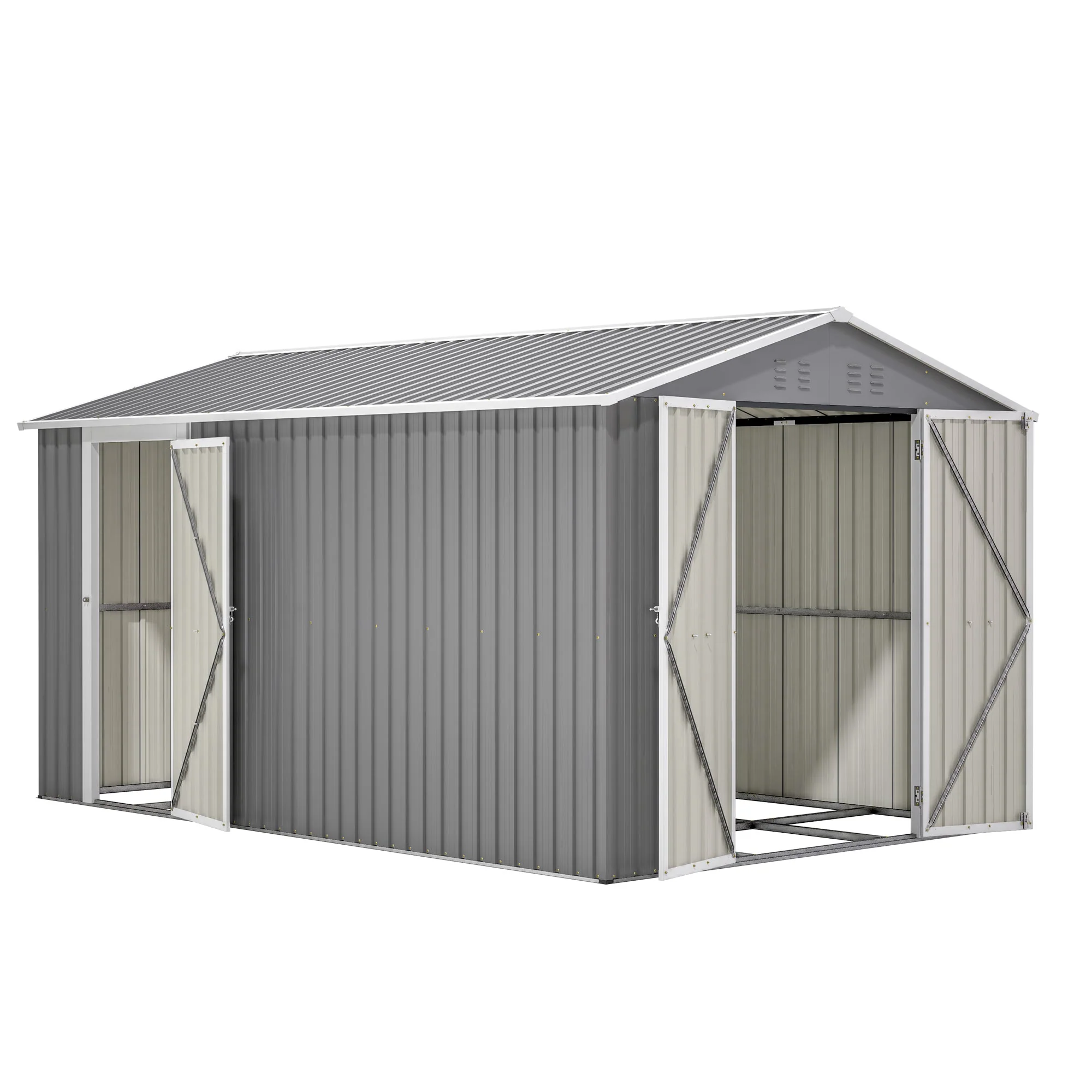 a879c3ed826bbd1fecaacdce04bd1d5831e5d14dbb455f31a60bc9255a3a4441.webp AECOJOY 8x12 FT Outdoor Metal Storage Shed with Additional Side Door, Large Tool Shed with 2 Lockable Doors - Image 1