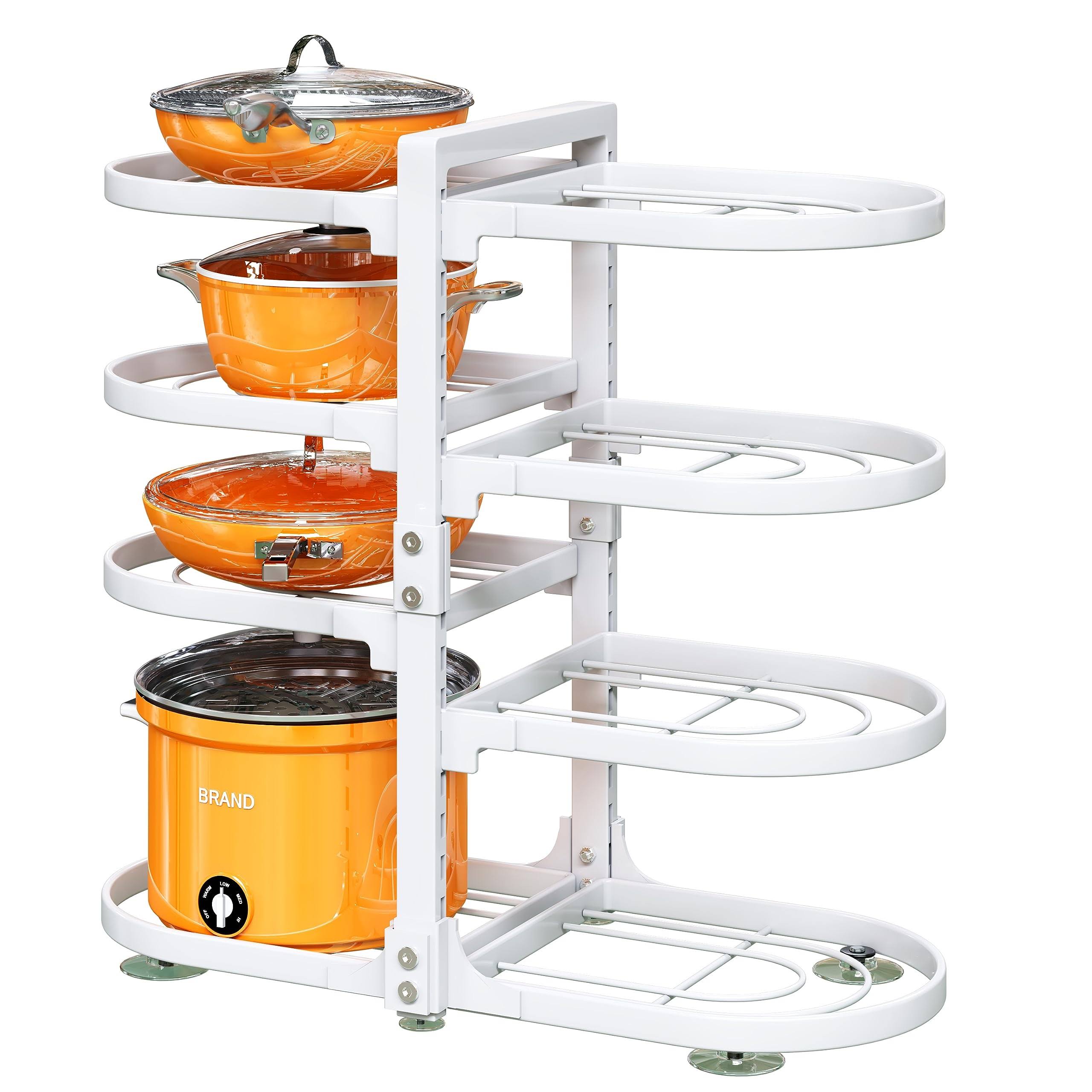 a88089a1bc4eefdf536760f56f8c2bf2764b8459a687ac09af4de3946765119b.jpg PXRACK Pots and Pans Organizer for Cabinet, 8 Tier Adjustable Pot and Pan Organizer Rack for Kitchen Under Cabinet Organization & Storage, Heavy - Image 1