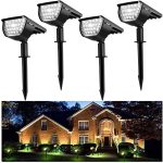Jior Solar Landscape Spotlights Outdoor 32 LED IP65 Waterproof Solar Powered Wall Lights 2-in-1 Adjustable Lights for Garden Yard Driveway Walkway