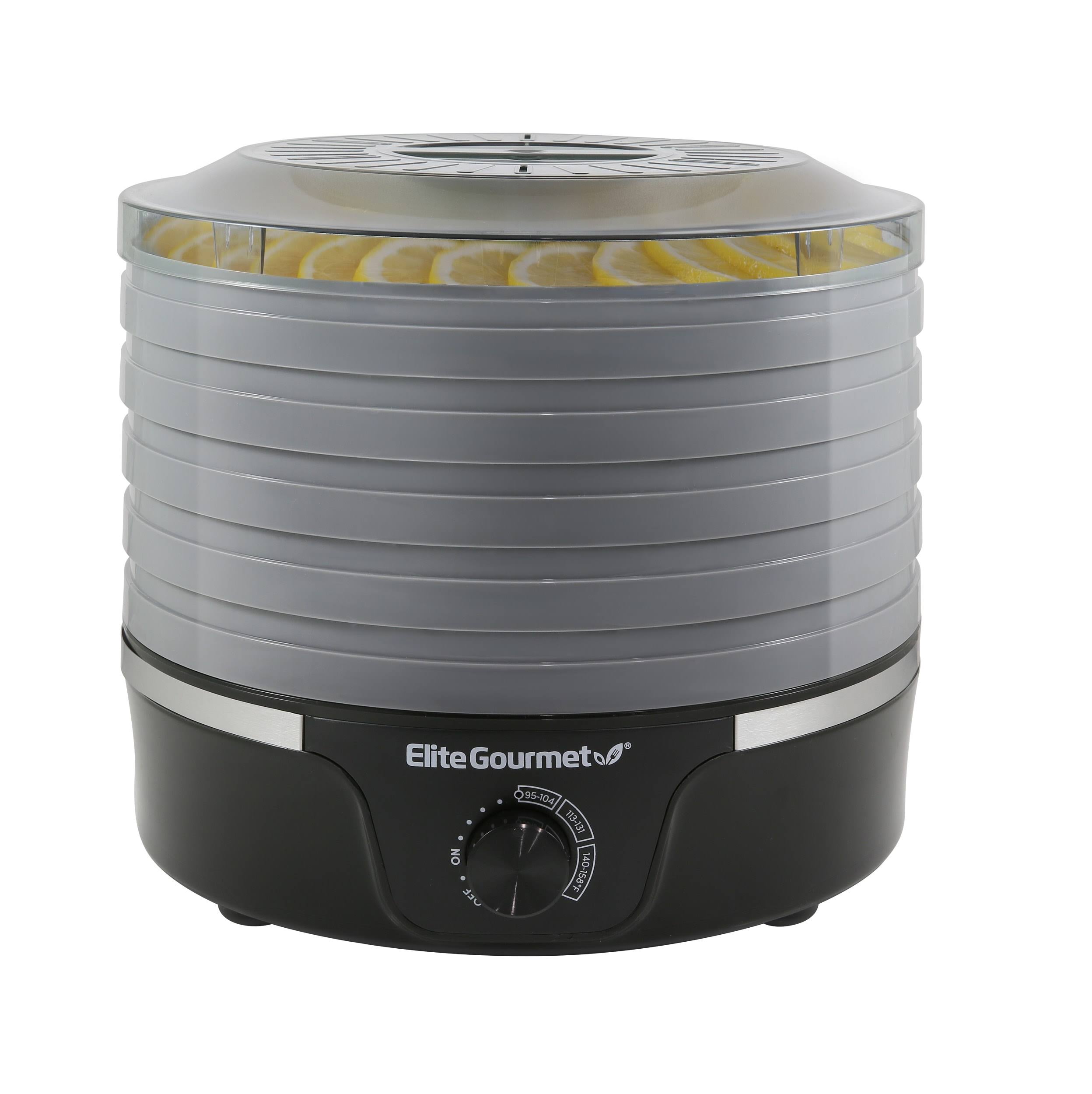 a8d244ab33f2d5dbf89f930884afca46321bfc963cbb01b2d6c01a7fc00ca91f.jpg Elite Gourmet Food Dehydrator with Temperature Dial & 5 Trays, Black - Image 1