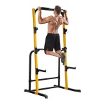 Wesfital Multi - Function Power Tower with Adjustable Barbell Rack Barbell Holder Home Fitness Equipment, Yellow