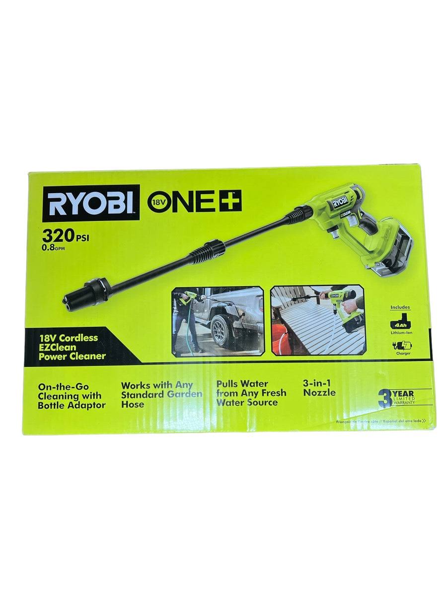 a9117d8bc9ff74bf5bcc0277db5a88b5cc5851b7f85a22f4610d7ad9af56c1e6.jpg Ryobi RY120352K One+ 18V EZClean 320 PSI 0.8 GPM Cordless Cold Water Power Cleaner with Battery and Charger - Image 1
