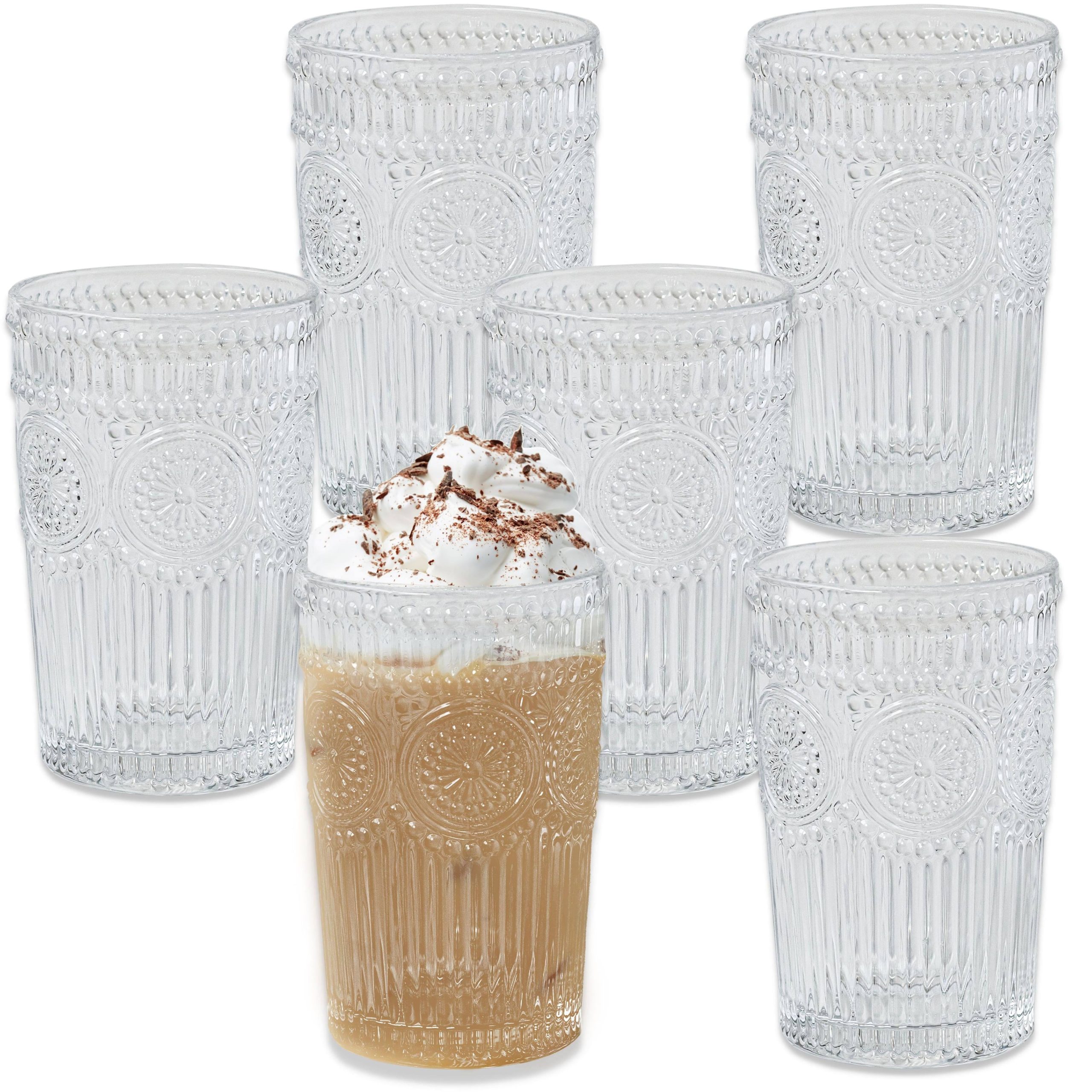 a9152b1fce7f2c3a140d825f22f66680e599da1228c001ad965cefdc0affaafa.jpg 13 oz. Vintage Textured Clear Glass (Set of 6) - Image 1