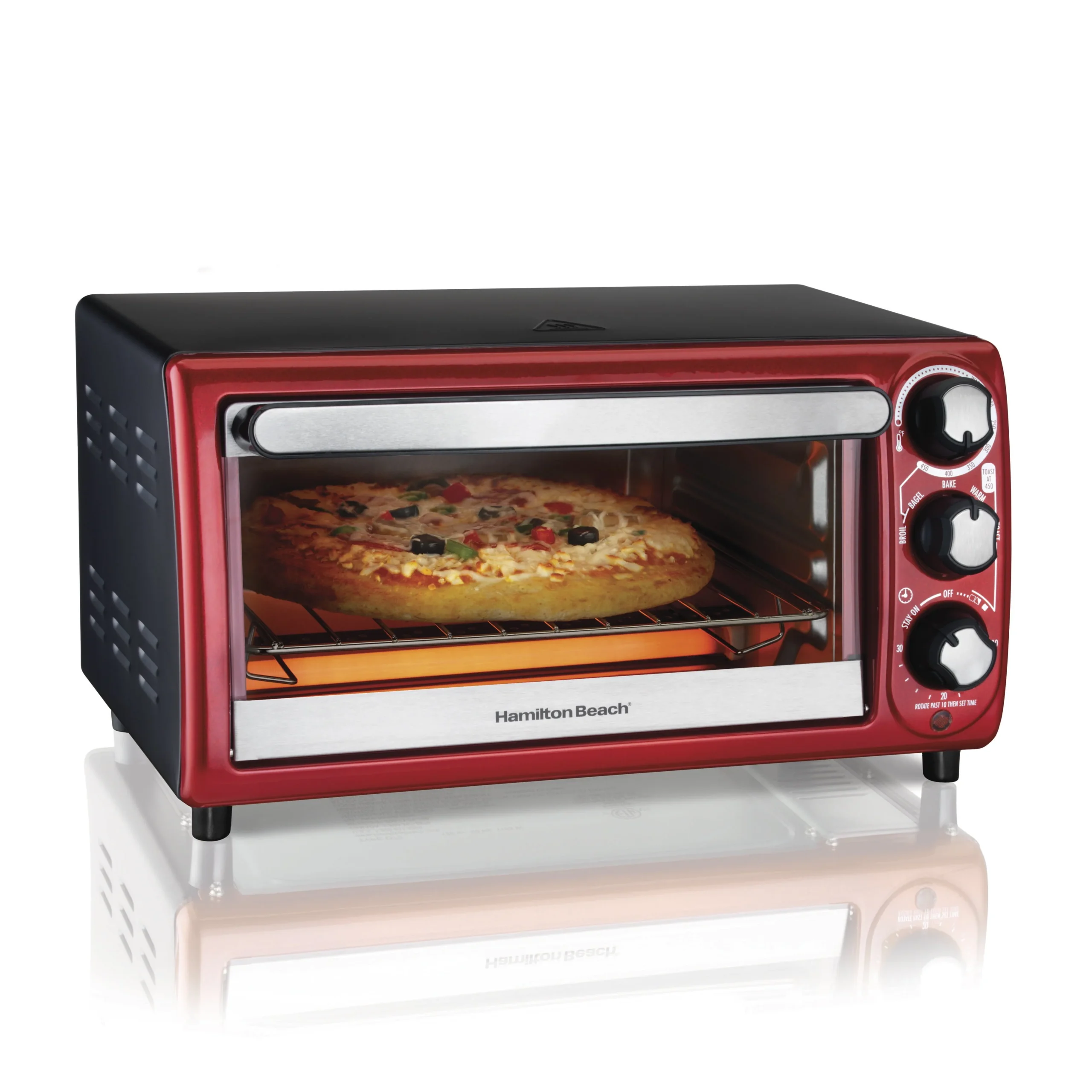 a94447423de40186c4dd6caa7f0e63d5583ec96f5ee10c67fba2b20ac864cca7.webp Hamilton Beach Toaster Oven, Red with Gray Accents, 31146 - Image 1