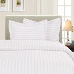 Khyati 1500 Thread Count 3-Piece Damask Stripe Duvet Cover Set Ebern Designs Color: White, Size: Queen Duvet Cover + 2 Standard Shams