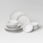 12pc Christmas Dinnerware Set Gold - Threshold