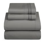 Nestl Bedding Cal King 4 Piece Bed Sheet Set - Deep Pocket Fitted Sheet. Charcoal Stone Gray King/California King Grey