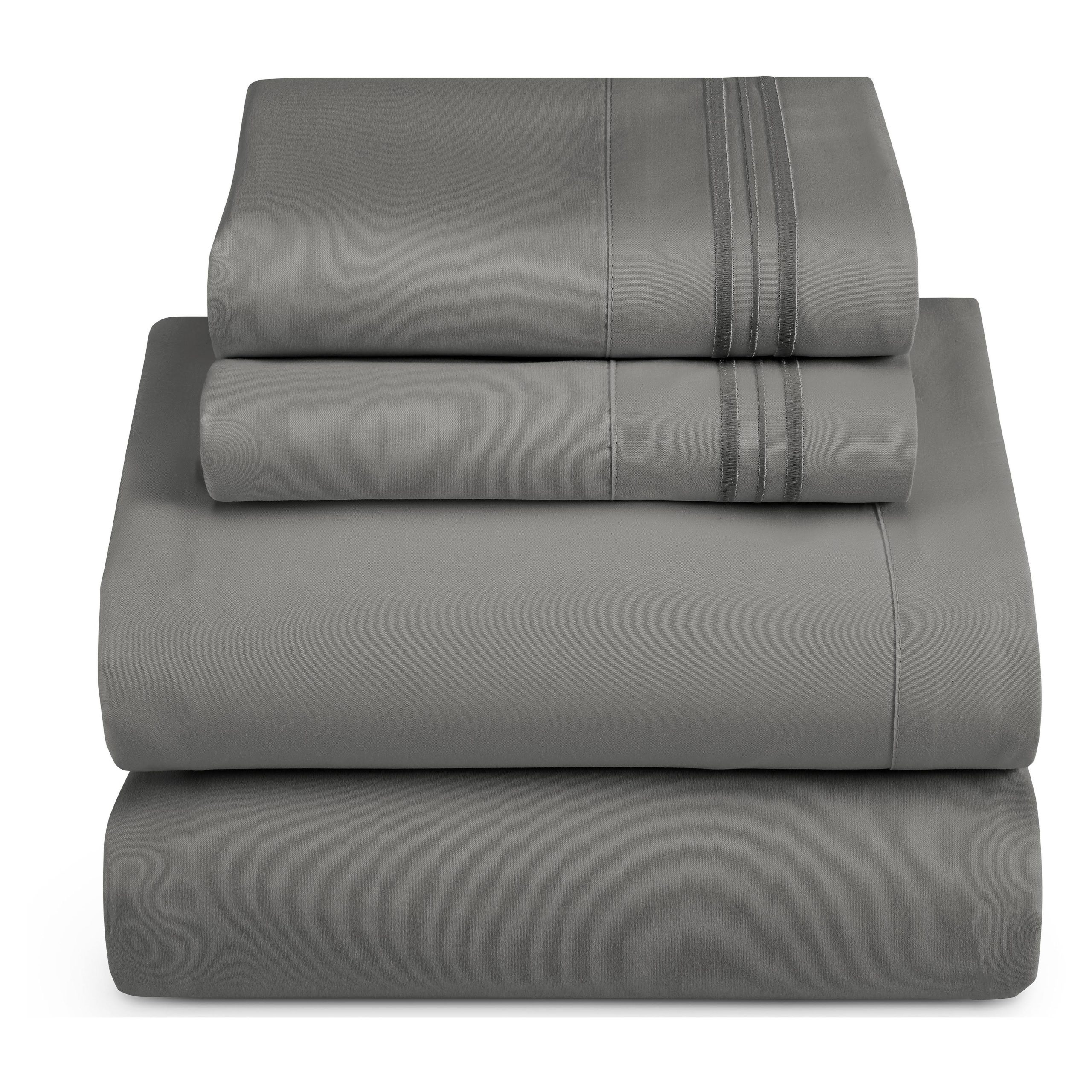 a98749fd8b2b107021d793663cebe0dafc79cb4ddd01c2d212397ffa6805d191.jpg Nestl Bedding Cal King 4 Piece Bed Sheet Set - Deep Pocket Fitted Sheet. Charcoal Stone Gray King/California King Grey - Image 1