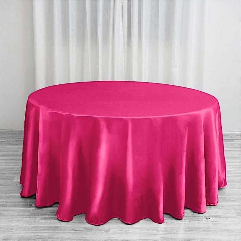 a98a40325493a711beaf2c822bf170f09fcdc590d512a15d076e54b1ba2dc7d7.jpg Balsacircle 120" Round Satin Tablecloth Wedding Party Table Linens - Image 1