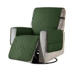 Subrtex Recliner Chair Cover Reversible Recline Sofa Slipcover with Side Pockets (Large, Olive Drab), Green