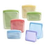 Stasher Reusable Silicone Storage Bag, Food Storage Container, Microwave and Dishwasher Safe, Leak-Free, Bundle 7-Pack, Rainbow