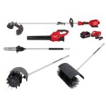 Milwaukee M18 Fuel 18-Volt Lith-Ion Brushless Cordless Electric String Trimmer/Blower Combo Kit with Broom, Brush, Pole (5-Tool)