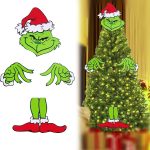 Grinchs Decor for Christmas Tree, Grinchs Christmas Tree Topper, Grinchs Christmas Decorations for Small Tree Hand +Head + Leg