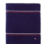 Tommy Hilfiger Modern American Double Stripe Bath Towel, 30 x 54 Inches, 100% Cotton 574 GSM (Peacoat/Red/White)