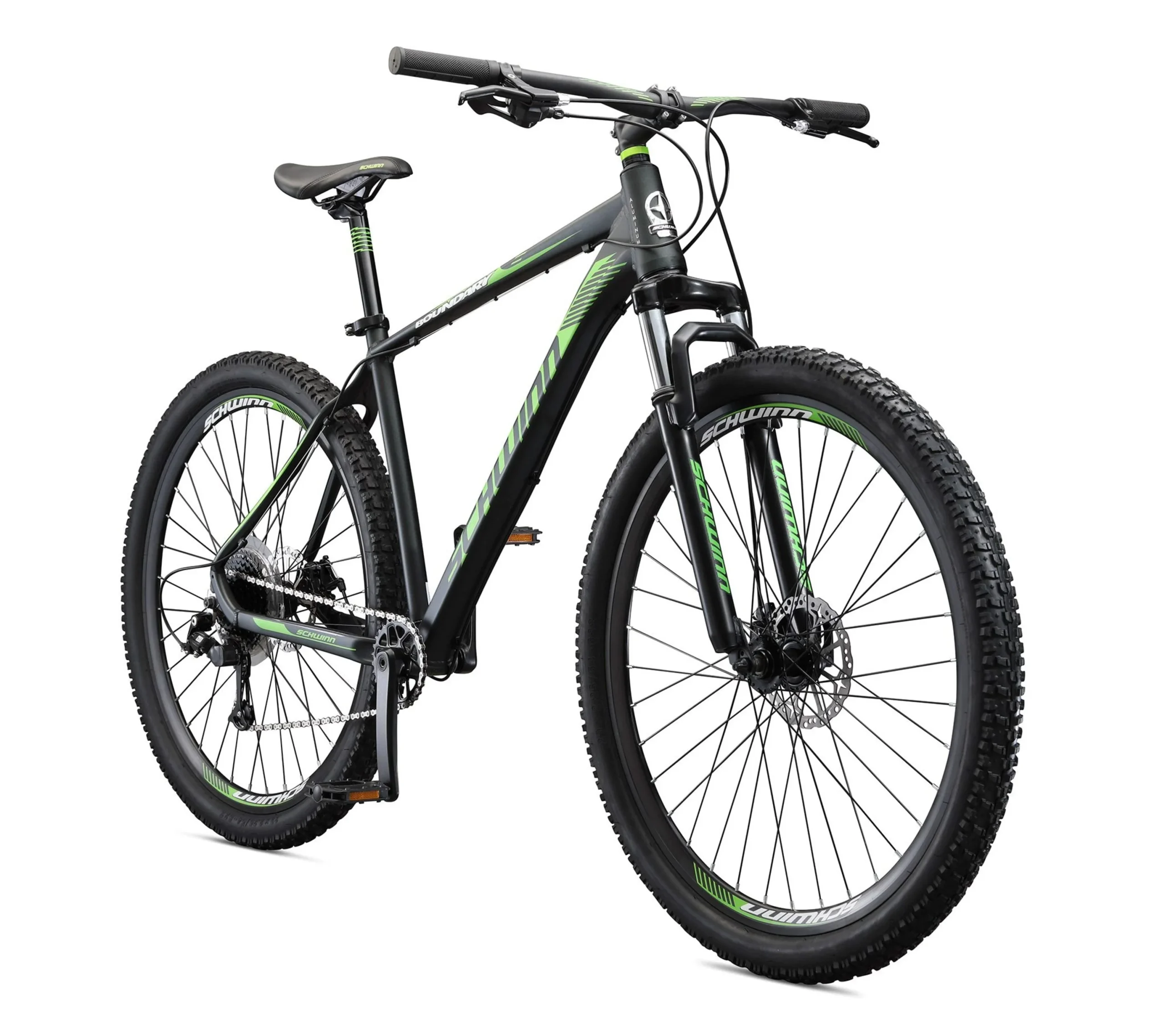 aae830801d827cf0759691df5cc193de7578e1f44fef91abbe30e7d74e2c91d2.webp 29 - In. Boundary Mens Mountain Bike, Black and Green - Image 1