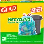 Glad Recycling Drawstring Large Trash Bags Blue 30 Gallon 28 Count
