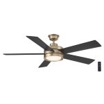 Home Decorators Collection Baxtan 56 in. Integrated LED Indoor Champagne Bronze Gold Ceiling Fan with Light and Remote Control