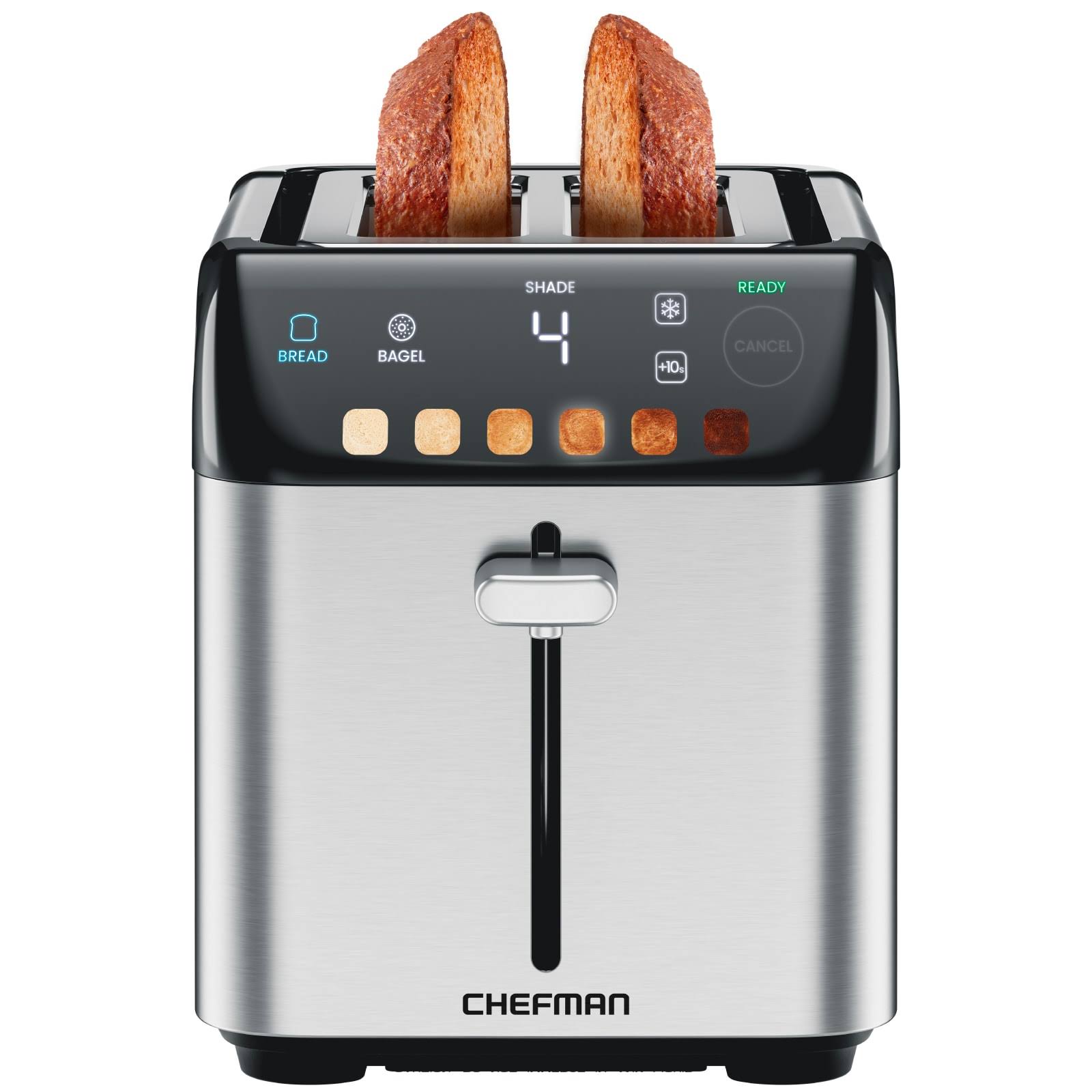 ab2c068acd27b50a4c6498fe309ca08b907004d57f18faa3e5e431fd3d4806ab.jpg Chefman 2-Slice Stainless Steel Smart Toaster - Image 1