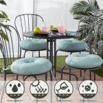 Greendale Home Fashions Seaglass 15 in. Round Outdoor Reversible Bistro Seat Cushion (Set of 2)