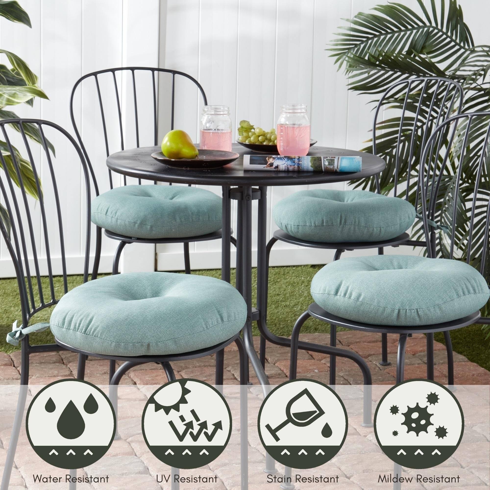 ab2d3e24dceec5fdf56c1889fb5500e4fe4bb447bbf73743f05efe52afcd055a.jpg Greendale Home Fashions Seaglass 15 in. Round Outdoor Reversible Bistro Seat Cushion (Set of 2) - Image 1