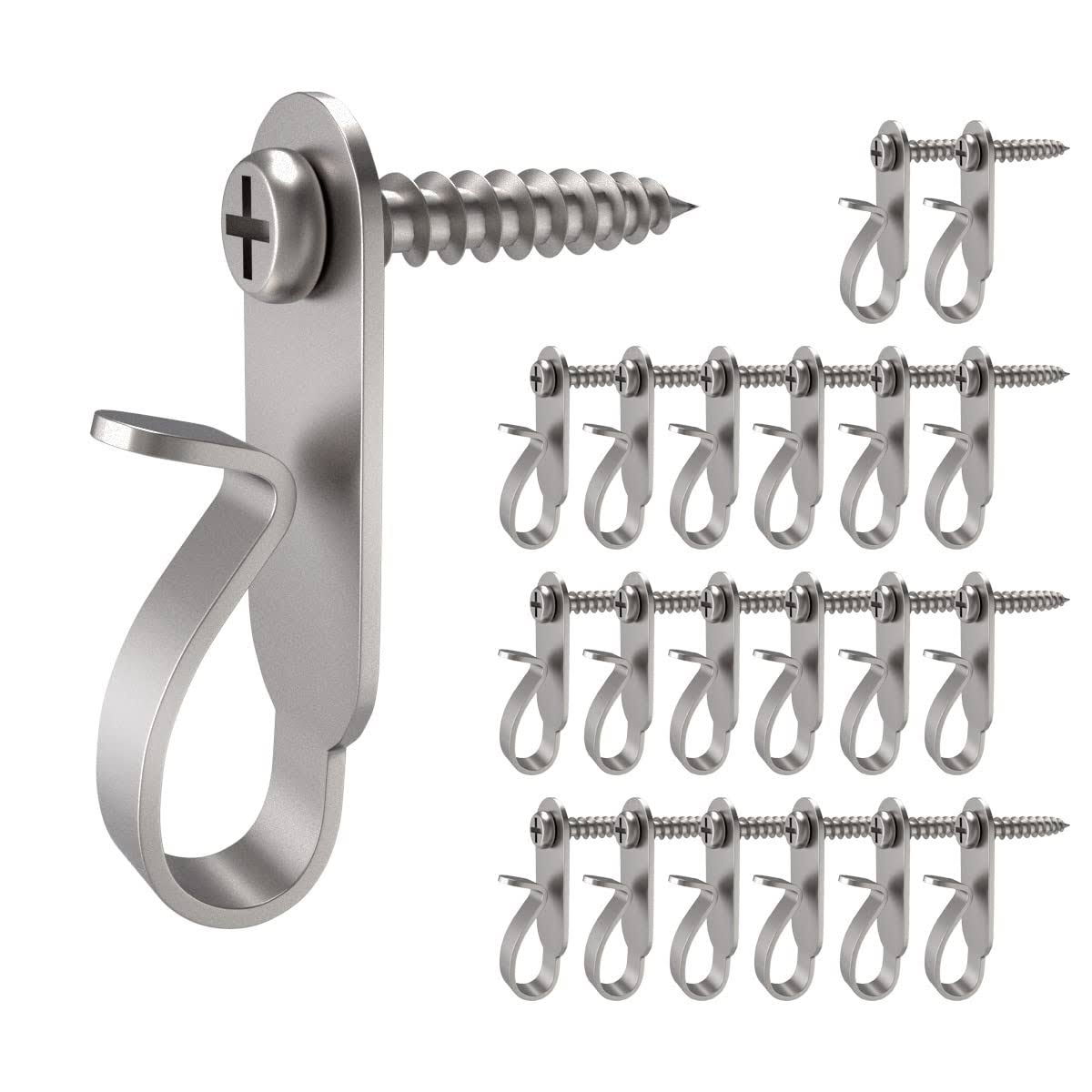 ab2e562482b4795f2c57c40d4c40b9a9c197d3dee26e5d374da2ae1067fc21c8.jpg GEZIDEA Hanger Hooks for Christmas Lights, Wires and Fairy Lights, Stainless Steel, 20 Pack - Image 1