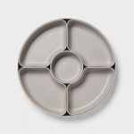 12"x12" Round Divided Server Plate Gray - Room Essentials