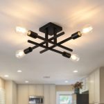 Doraelia Dimmable Sputnik Modern Linear Chandelier Semi Flush Mount Ceiling 4 Light Fixtures George Oliver Finish: Black