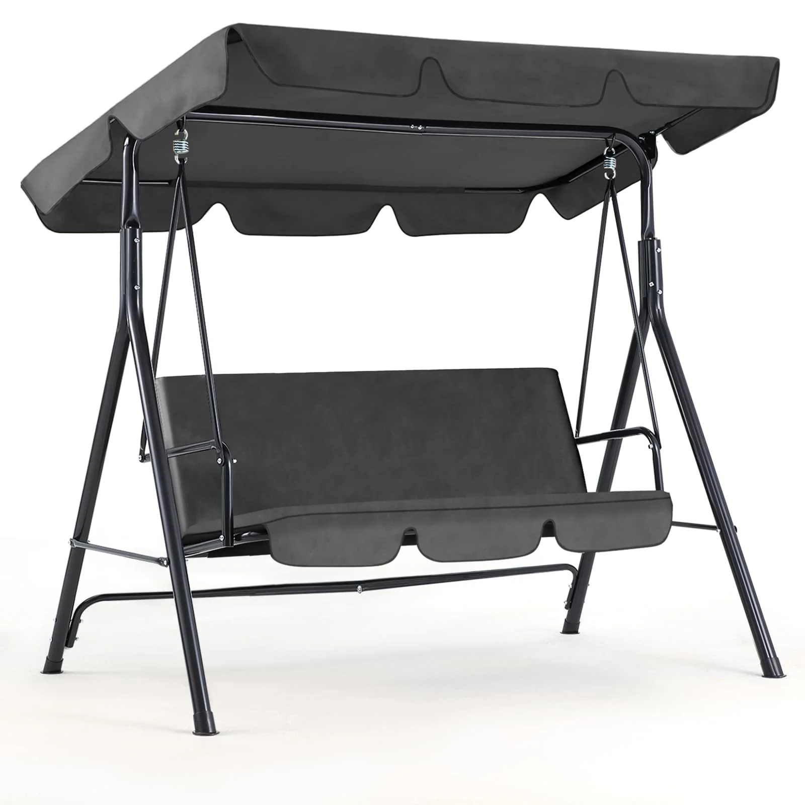 ab593b6c8c3bd83ec255a7d56799a316921e798d7b4d668e89c7578f410f42eb.webp AECOJOY 3-Seat Outdoor Patio Swing Chair, Gray - Image 1
