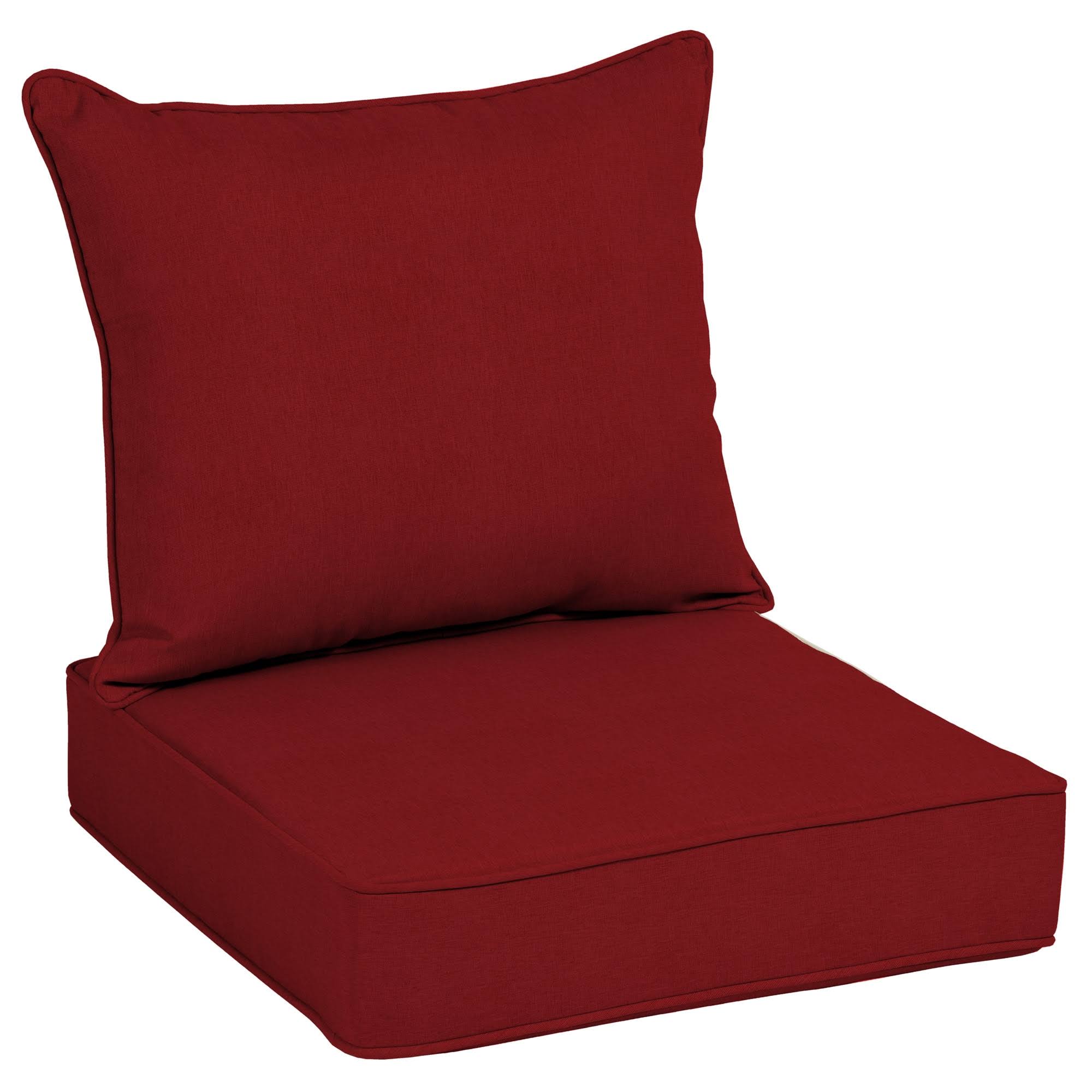 ab67b6519cd3db3428302a0d91a80a25a73d3ab7a4315eee9f3bed6ab0659da5.jpg Allen + Roth 2-Piece Red Canvas Deep Seat Patio Chair Cushion - Image 1
