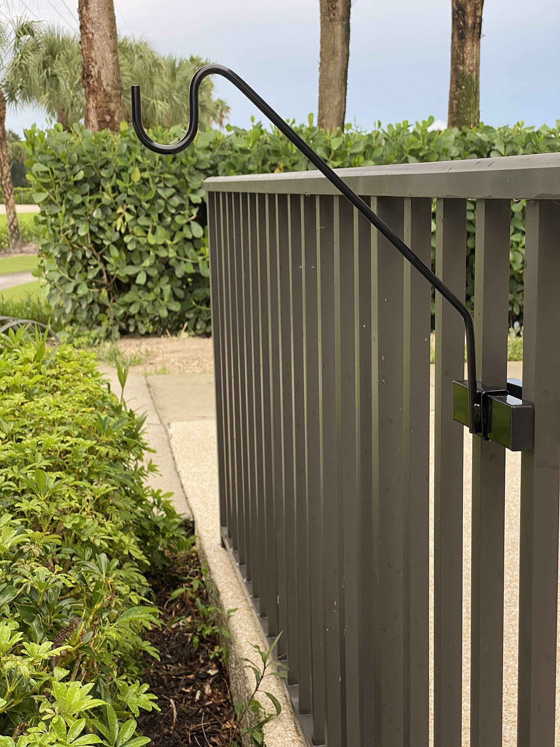 ab8f3c1aaf6894964f321f78a3fc28512f14c99e6f1abc4c77ed60a84b4a3f0a.jpg Hold It Mate Railing Hanging Hook Kit - Hang Flower Baskets - Bird Feeders - Chimes - Wreaths - Lanterns on Any Vertical Balcony/Deck - Image 1