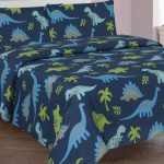 Golden Linens 4 Pieces Full Size Printed Modern Designs Kids Sheets Bed Cover with Pillow Cases (Dinosaur)