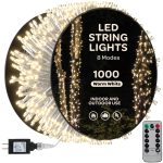 1000 LED Christmas Lights [Warm White] 400ft Super Long String Lights - Remote with 8 Modes/Timer/dimmable - UL Approved for Indoor/Outdoor Use -