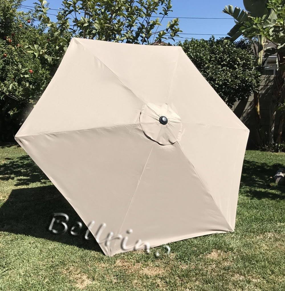 abc847497ec9113a8df92628dc0a44e0763d249e5df2c3f2b3328d340b84abf1.jpg Bellrino Decor Replacement Light Coffee Tan Strong Thick Umbrella Canopy for 9ft 6 Ribs Canopy Only - Image 1