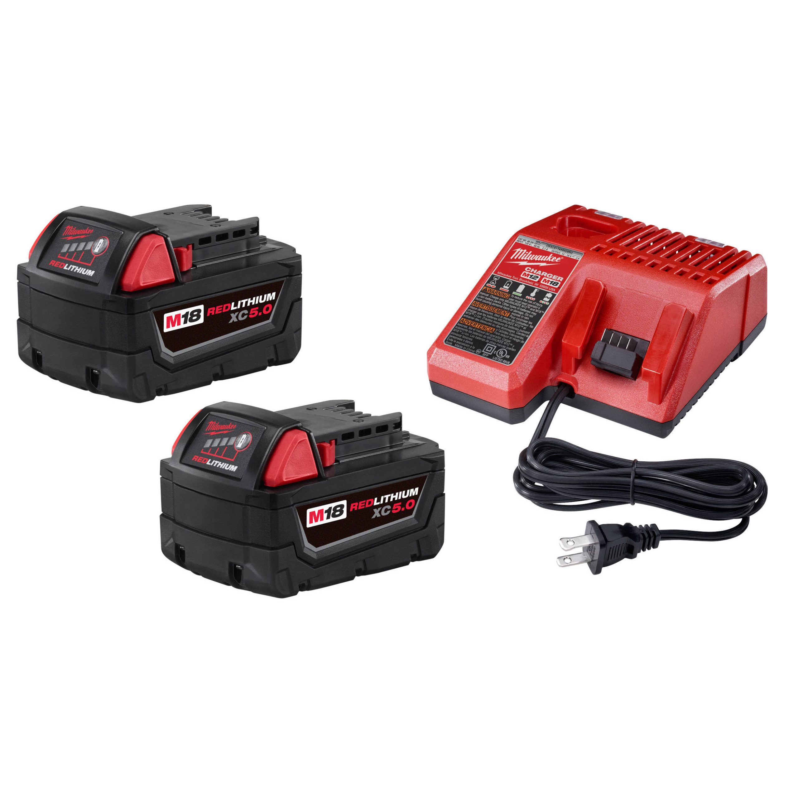 ac058d37e0622547b43123c60eb1f05018212cf0baed45fb64306f61d9683db5.jpg Milwaukee M18 5.0 Battery 2pk Starter Kit - Image 1