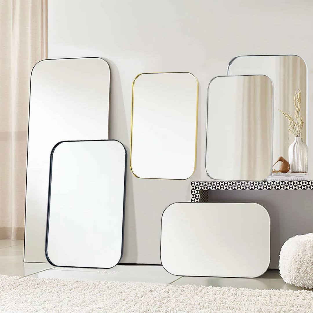 ac06cd278be69f774c1375ab2549a36df8454d7b944d619a93169d742f1f981c.jpg Mid-Century Modern Chic Metal Rounded Wall Mirrors Latitude Run Finish: Brushed Nickel, Size: 30" x 22" - Image 1